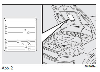 Fiat Punto. Bedeutung der symbole