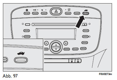 Fiat Punto. Öffnen mit der bedientaste am armaturenbrett