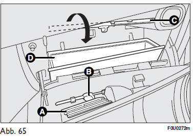 Fiat Punto. Fächer im handschuhfach