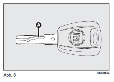 Fiat Punto. Mechanischer schlüssel